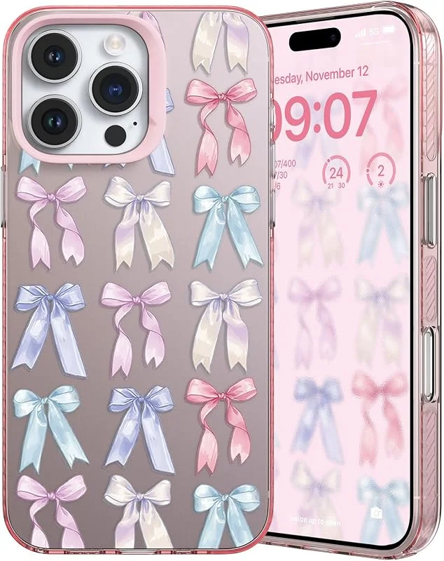 ZCDAYE Fodral för iPhone 13 Pro Max, söta snygga rosetter leopardmönster tryckt telefonfodral, TPU stöttåligt skyddande skal kvinnor flickor fodral telefonskydd för iPhone 13 Pro Max (6, 7 tum), rosa — Mobil och surfplatta