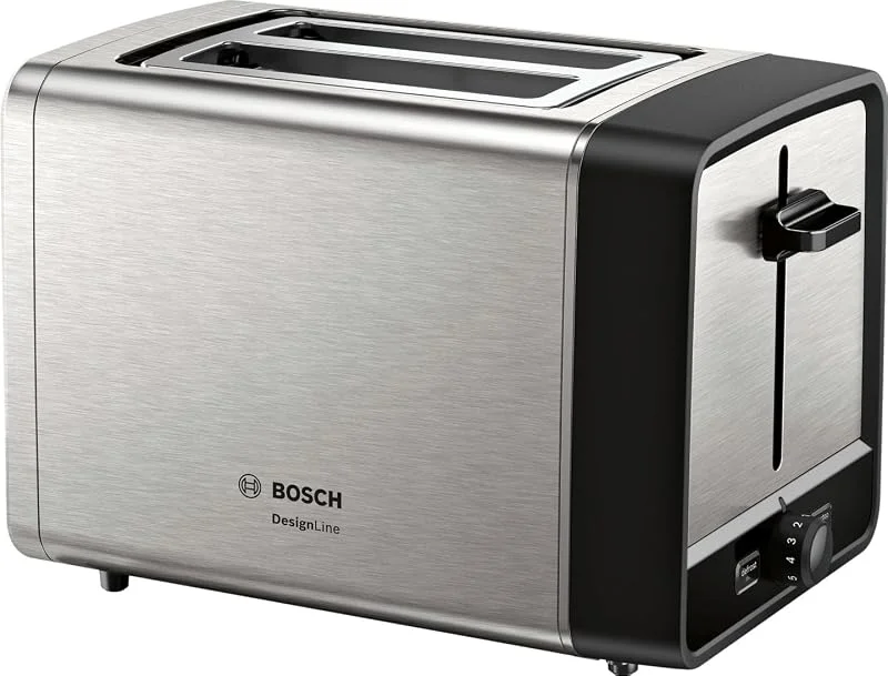 Bosch TAT5P420 Designline brödrost, rostning, upptining och uppvärmning av jämnt bröd i rostfritt stål — Kök & Hushåll