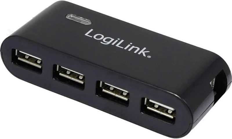 LogiLink UA0085 4-port Hub USB 2 med strömförsörjning, svart — Laddning och kablar