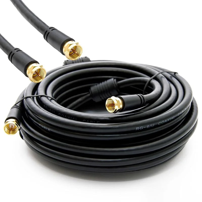 PremiumX 25 m BASIC-LINE SAT TV-antennkabel, F-anslutningskabel, koaxialkabel med mantelströmfilter, HDTV 4K – svart — TV och streaming