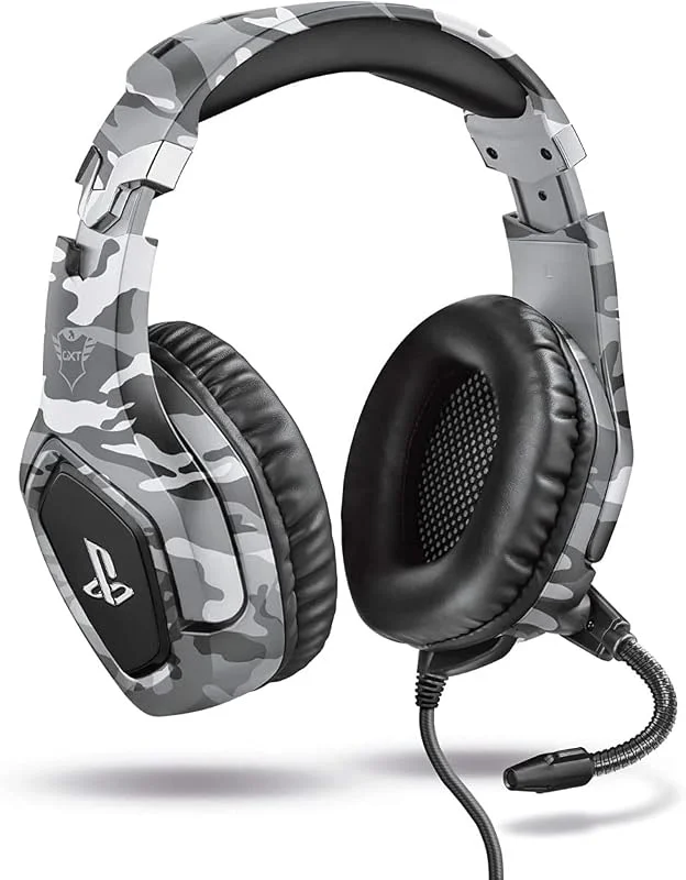 Trust GXT 488 Forze-G Gaming Headset - Officiellt licensierat för PlayStation - Headset med vikbar mikrofon för PS4 och PS5, In-Line Volymkontroll, Mjuka öronkuddar, 1.2m kabel - Grå — Hörlurar och ljud