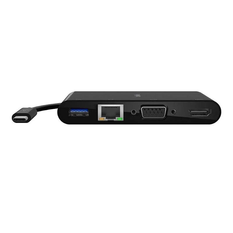 Belkin USB-C USB-hub, Svart, 12.7 x 2.5 x 15.8 cm — Laddning och kablar