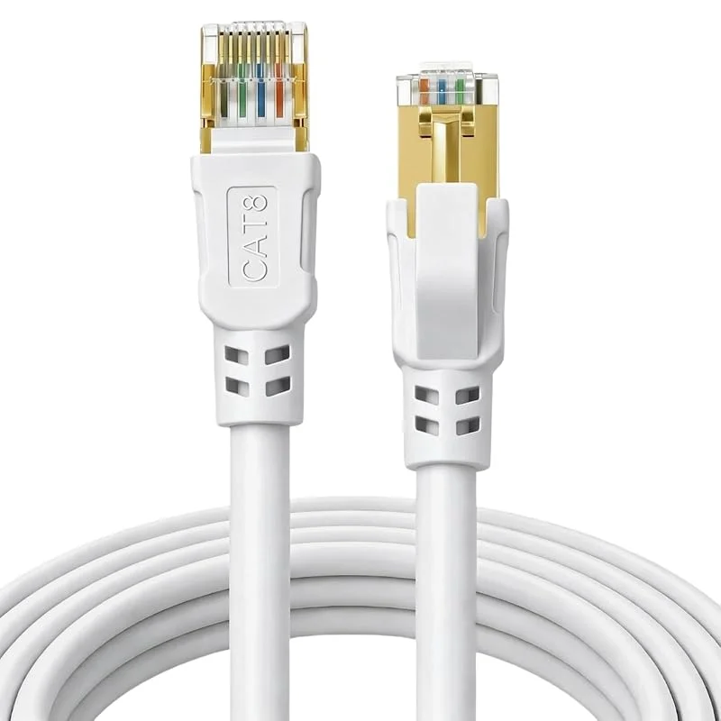 DDMALL CAT8 LAN Kabel 25m, höghastighets 40Gbps 2000Mhz Gigabit CAT8 Ethernet-kabel, dubbelskärmad F, FTP CAT 8 Patchkabel nätverkskabel med guldpläterad RJ45-kontakt för spel, router, PC (25m Vit) — Laddning och kablar