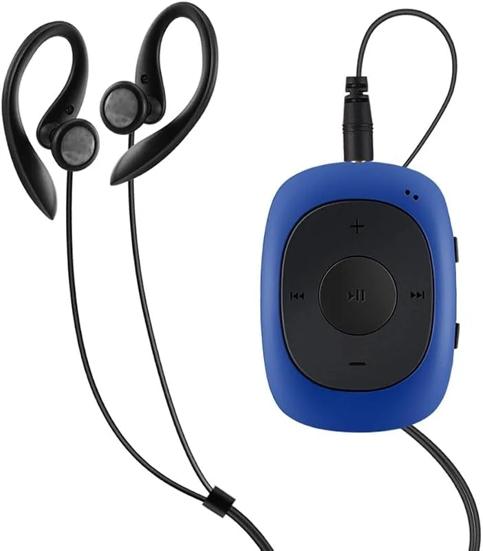 AGPtek G02 Mini-Clip MP3-spelare 8 GB Kapacitet med FM-radio, ett silikonfodral ingår) (Blå) — Portabel digital och ljud