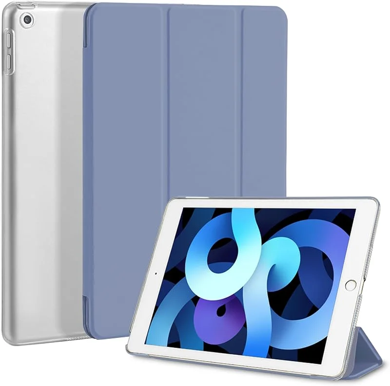 fodral för iPad 9, 7 tum 6:e, 5h Generation 2018, 2017, smalt stativ skyddande fodral hårt skal smart fodral för iPad 5, 6 Gen, automatisk uppvakning, sömn, lavendelgrå — Mobil och surfplatta