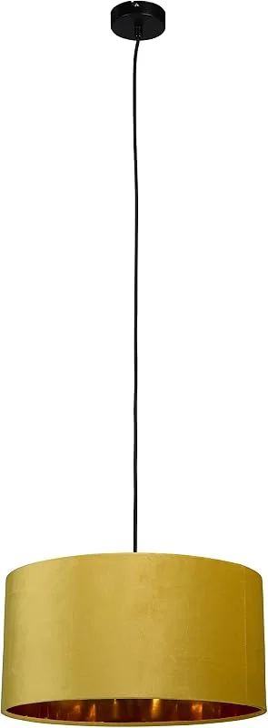 Smartwares Pendellampa, IDE-60057, ockergul sammet, 40 cm Ø, E27-sockel — Smart belysning