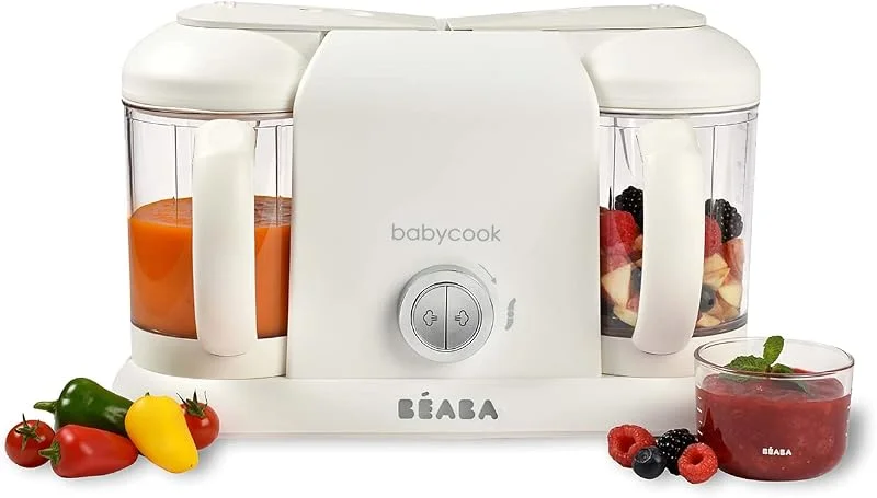 BÉABA - Babycook Duo - 4-i-1 barnmatberedare - mild ångkokare - Snabb ångkokning på 15 minuter - XXL kapacitet: 2 x 200 ml - vit, silver — Kök & Hushåll