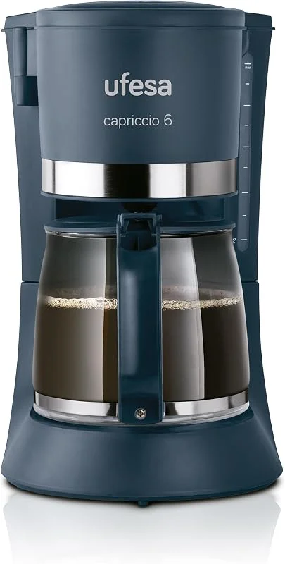 Ufesa CG7114 Americana Capriccio filter kaffemaskin, 6 koppar, effekt 600 W, avtagbar filterhållare, permanent filter, droppbänk, mätkopp, BPA-fri, svart — Kök & Hushåll