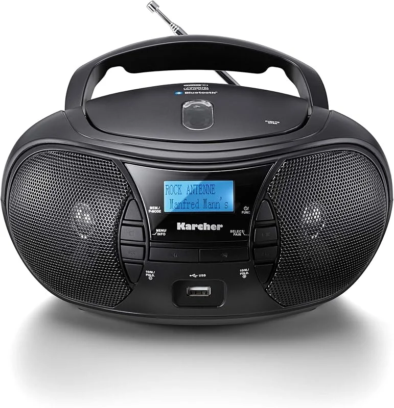 Karcher RR 5028D – bärbar DAB-radio med CD-spelare, Bluetooth, USB — Portabel digital och ljud