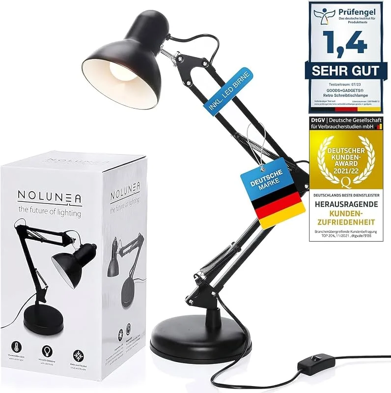 GOODS+GADGETS® Retro Skrivbordslampa med Justerbar Arm, 55 cm — Smart belysning