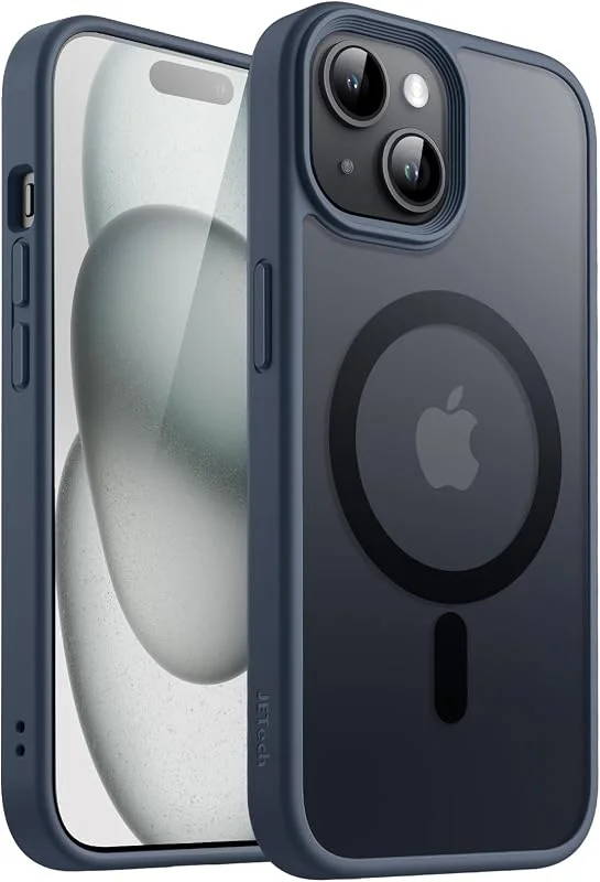 JETech Magnetiskt Matte Skal för iPhone 15, Stormblå — Mobil och surfplatta
