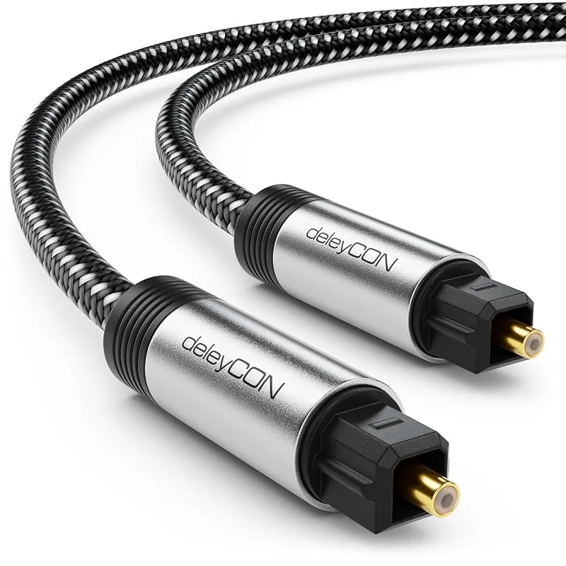 deleyCON 5m Toslink Kabel Optisk Digital Audio Kabel med Metallkontakter & Nylon Mantel - SPDIF Ljusledare — TV och streaming