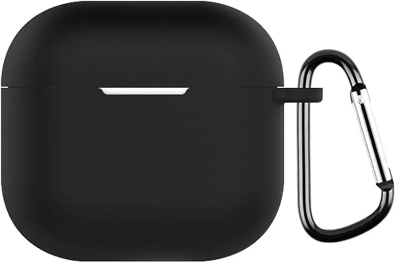 Silicone Wireless BT Earphones Case Protective Cover Stuffsäker skyddande hud med karabiner skyddande skal hudlåda för airpods 4 (2024) hörlurstillbehör (svart) — Mobil och surfplatta