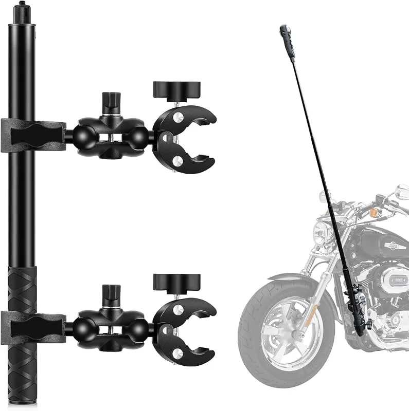 PULUZ Insta 360 motorcykelmonteringssats 150 cm, Insta 360 tredje persons fäste, motorcykel osynlig selfiepinne montering med 2 superklämmor för Insta360 X5X4 X3 X2 ONE RS R ace — Mobil och surfplatta