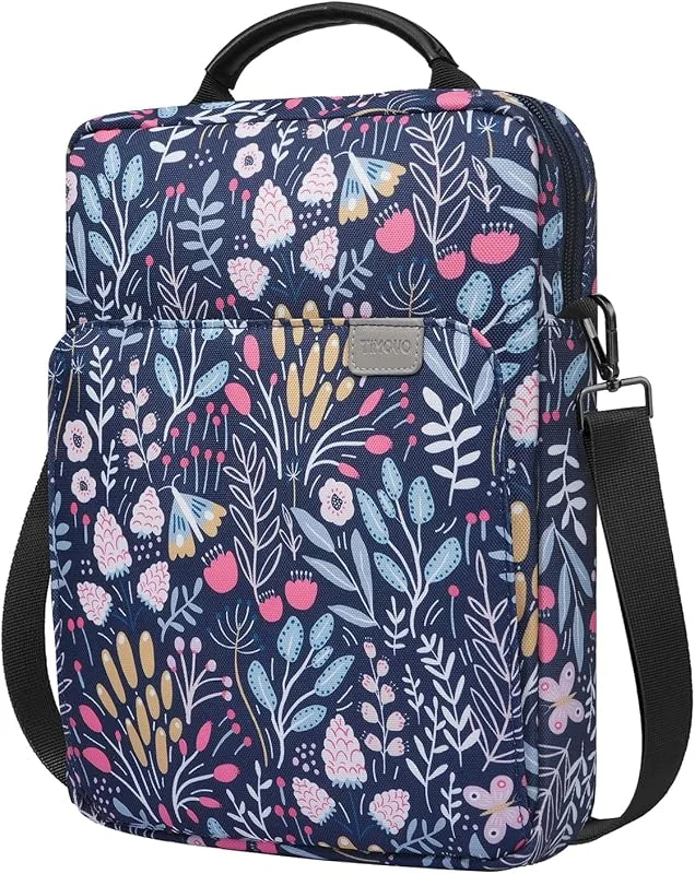 TiMOVO 9-11" Tablet Sleeve Bag Carrying Case with Strap, Colorful Flower — Mobil och surfplatta