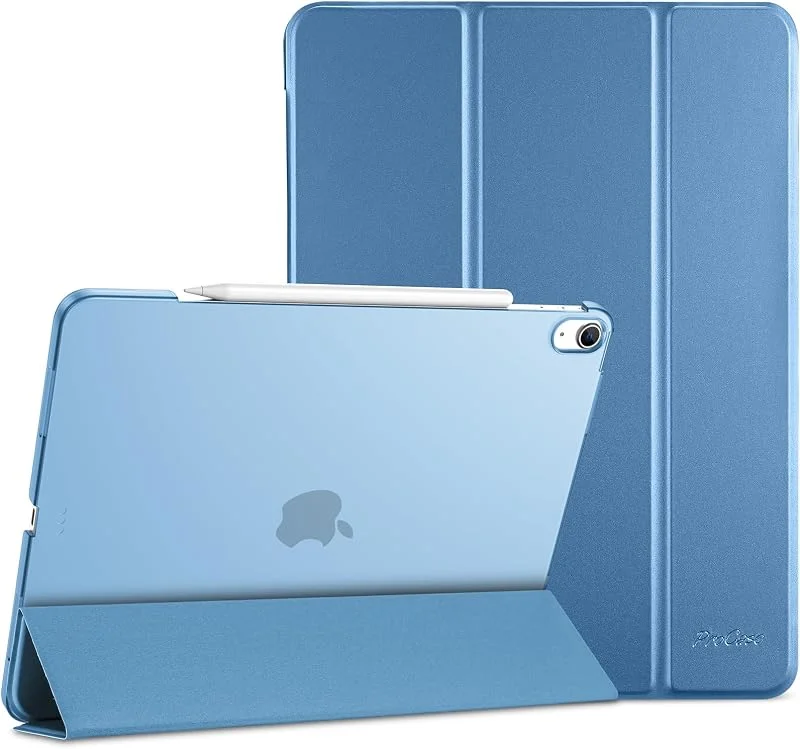 ProCase trippelskyddsfodral för 13 tum iPad Air M3, M2 2025, 2024, tunt, lätt, smart med genomskinligt frostad baksida – ljusblå — Mobil och surfplatta
