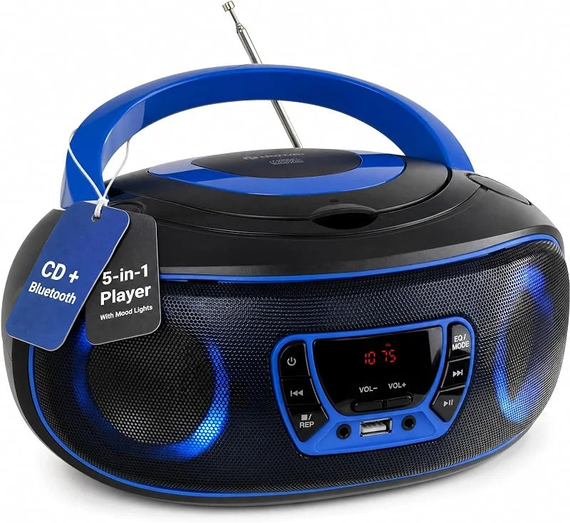 Denver Bärbar CD-Spelare med Bluetooth, USB och FM-Radio, Blå — Portabel digital och ljud