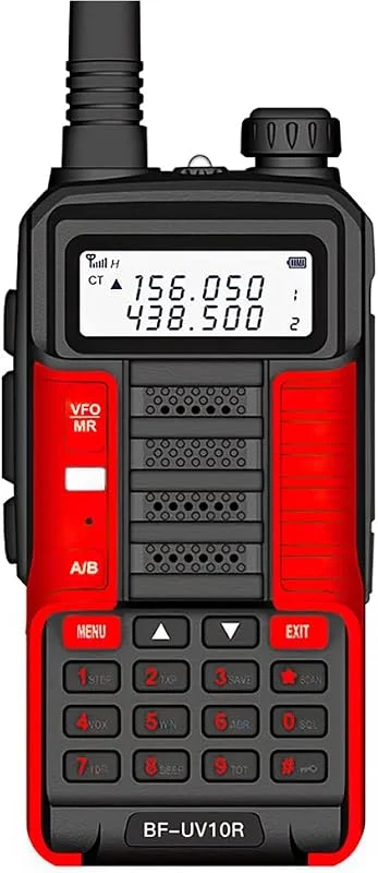 N, B För BaoFeng, UV-10R, Walkie-talkie-radio, Dubbelband, Handhållen Walkie-talkie, LED-skärm, Hög Kraftfull Walkie-talkie för Utomhus (Röd) — Portabel digital och ljud