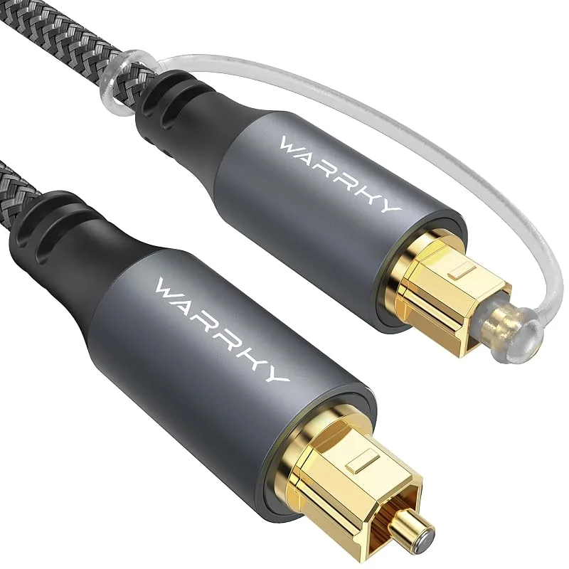 WARRKY Optisk ljudkabel, optisk ljudkabel, [nylonflätad, förgylld kontakt, aluminiumhylsa] Toslink-kabel, kompatibel med LG, Samsung-soundbar, stereo, hemmabio, PS4, Xbox – 1, 8 m — TV och streaming
