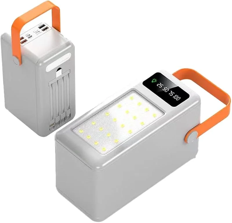 Bärbar Laddare 100000mAh Power Bank Med Hög Kapacitet, 15W Snabbladdning Inbyggda Kablar Externt Batteripaket, 8 Utgångar & 3 Ingångar, Power Bank För Campingresor(Size:100000 mAh, Color:vit) — Mobil och surfplatta