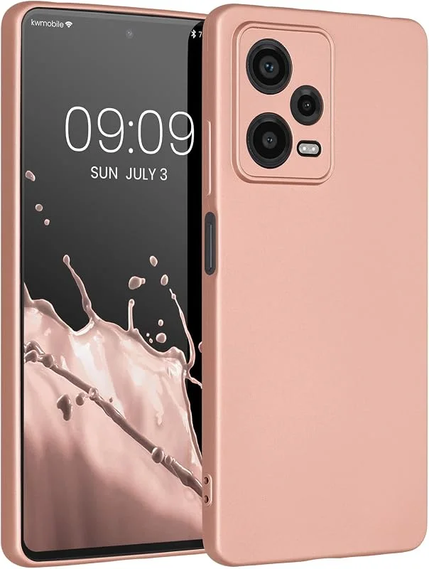 kwmobile Mobiltelefonfodral kompatibelt med Xiaomi Redmi Note 12 Pro 5G-fodral – mjukt silikonfodral metalliskt skimrande i metalliskt roséguld — Mobil och surfplatta