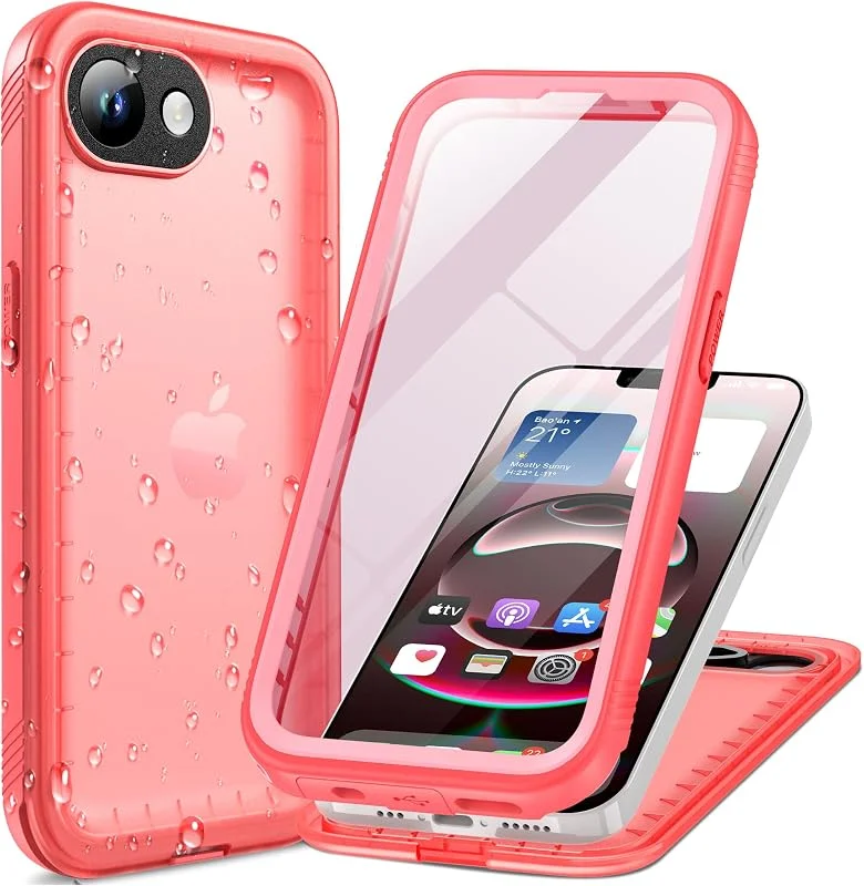 Cozycase Top 360 Vattentätt Stöttåligt Skal för iPhone 16e, 17e, Rosa — Mobil och surfplatta
