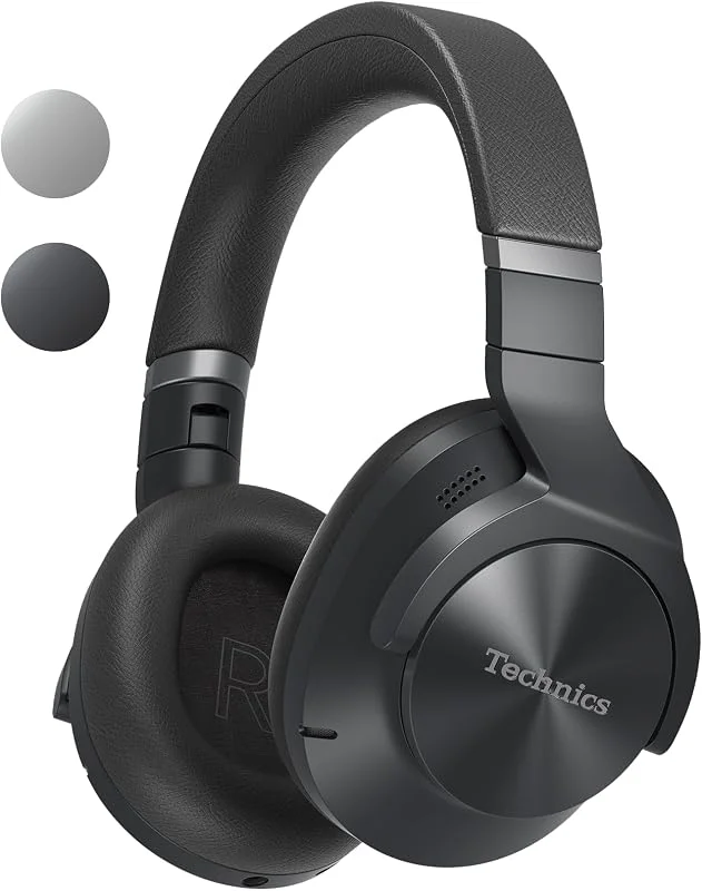 Technics EAH-A800E-K trådlösa hörlurar, over-ear multipoint Bluetooth-hörlurar med brusreducering och mikrofon, ergonomisk passform, upp till 50 timmars speltid, enkel anslutning, vikbar design, svart — Hörlurar och ljud