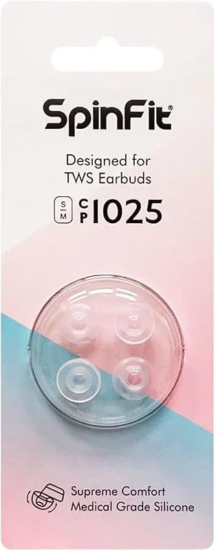 SpinFit CP1025 för äkta trådlösa öronsnäckor passar MTW3, Galaxy Buds 2 och mer, Soundcore Space A40 – M, S – patenterade silikonöronproppar, högsta komfort (för munstycksdiameter från 4-5, 5 mm) — Hörlurar och ljud