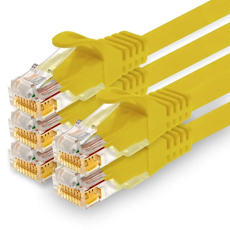 0, 5 m nätverkskabel, Ethernet, LAN & Patchkabel för maximal internet-hastighet och ansluter alla enheter till RJ 45-uttag gul – 5 stycken — Laddning och kablar