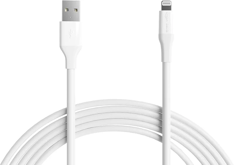 Amazon Basics USB-A till Lightning ABS-laddningskabel, MFi-certifierad laddare för Apple iPhone 14, 13, 12, 11, X, Xs Pro, Pro Max, Plus, iPad, 3 m, vit — Mobil och surfplatta