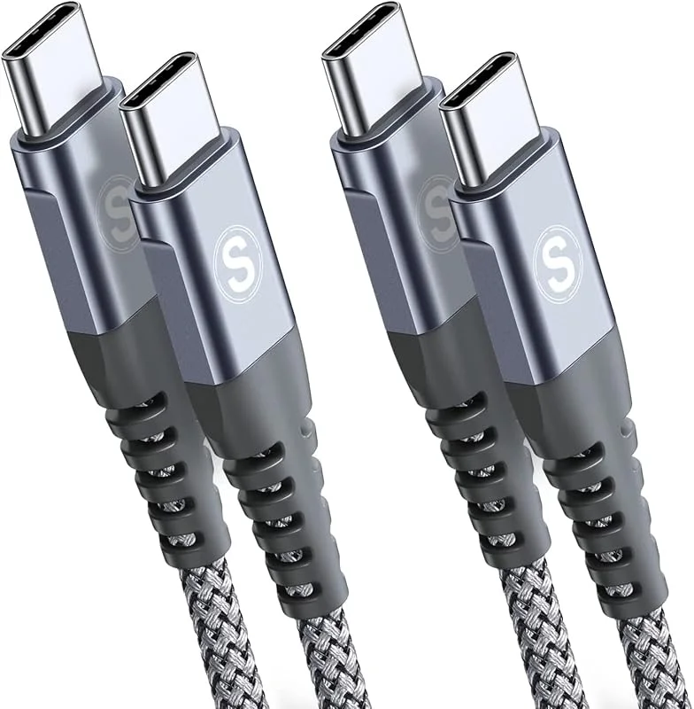 USB C till USB C Kabel 60W [2m 2Pack] PD Snabbladdning typ c nylonflätad laddningskabel för iPhone 17 16 15 pro max, Samsung Galaxy S26, S25, S24, S23, S22, S21, S20, Note 20, 10, iPad Pro MacBook Air — Mobil och surfplatta