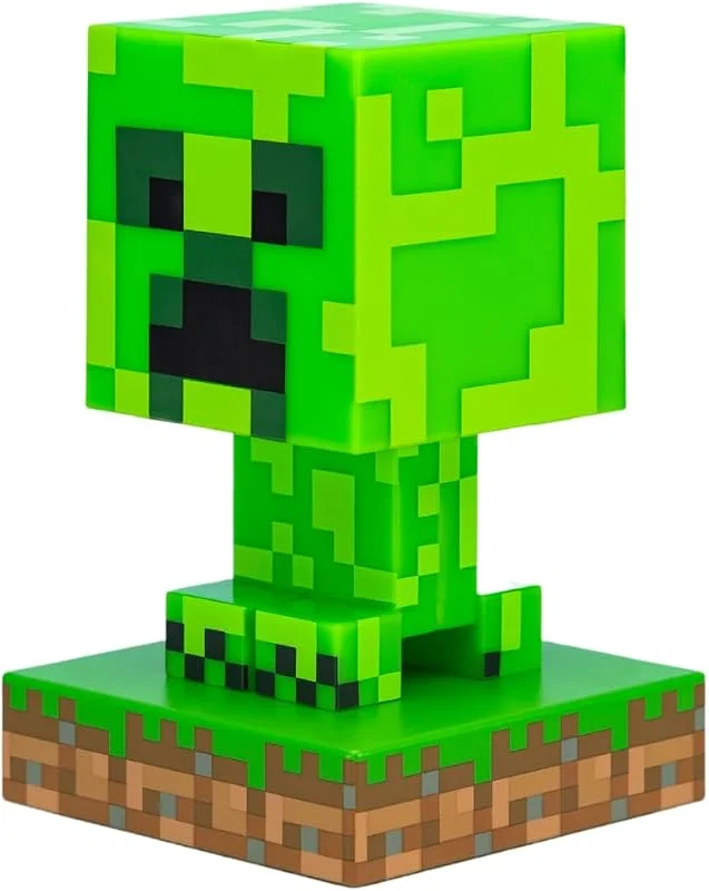 Paladone Minecraft Creeper 3D Icon Light BDP, Officiellt licensierad grön pixelerad nattlampa eller skrivbordslampa, Unik presentidé för spelare, Drivs av 2 x AAA, PP6593MCF — Hushållselektronik