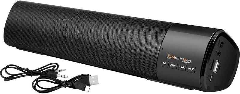MusicMan Bluetooth FM Soundbar USB AUX MicroSD-Kort Plats LED LCD Display Musikstreaming Kraftfull Högtalare Inbyggt Batteri BT-X54 — Hörlurar och ljud