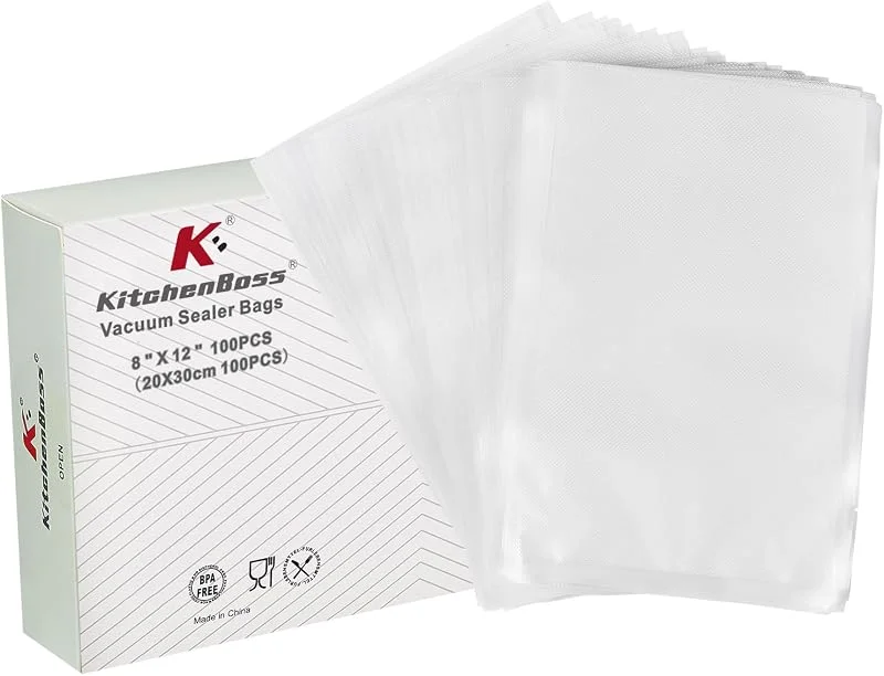 KitchenBoss Vakuumpåse mat vakuumpåse: 20 x 30 m 100 st för alla vakuumförpackare sous-vide påse BPA-fri vakuumpåse — Kök & Hushåll