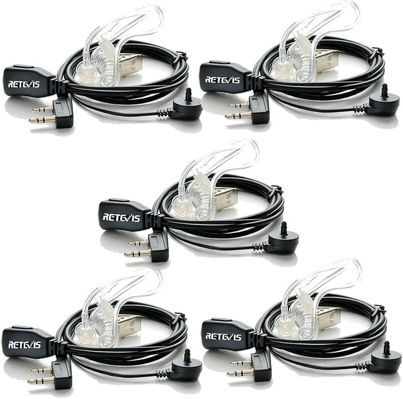 Retevis Radio öronsnäcka 2 stift dold akustisk tub radio headset kompatibel med Walkie Talkie RT24 RT27 RT668 RT622 RT5R eSynic Baofeng UV-5R BF-888S KENWOOD hörlurar för Walkie Talkie (5 st) — Portabel digital och ljud