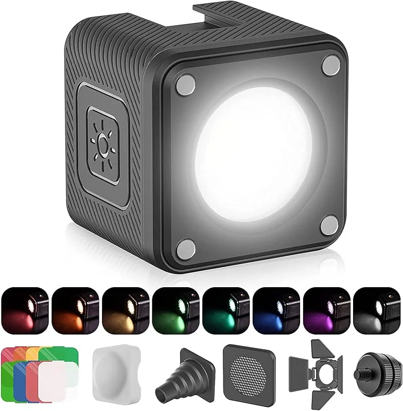 ULANZI LED-videoljus, liten videolampa vattentät, LED fotoljus IP68 vattentät, fotografi ljus magnetisk laddning, permanent ljus, fotoljus för vlog-kamera och actionkamera fotografering — Portabel digital och ljud