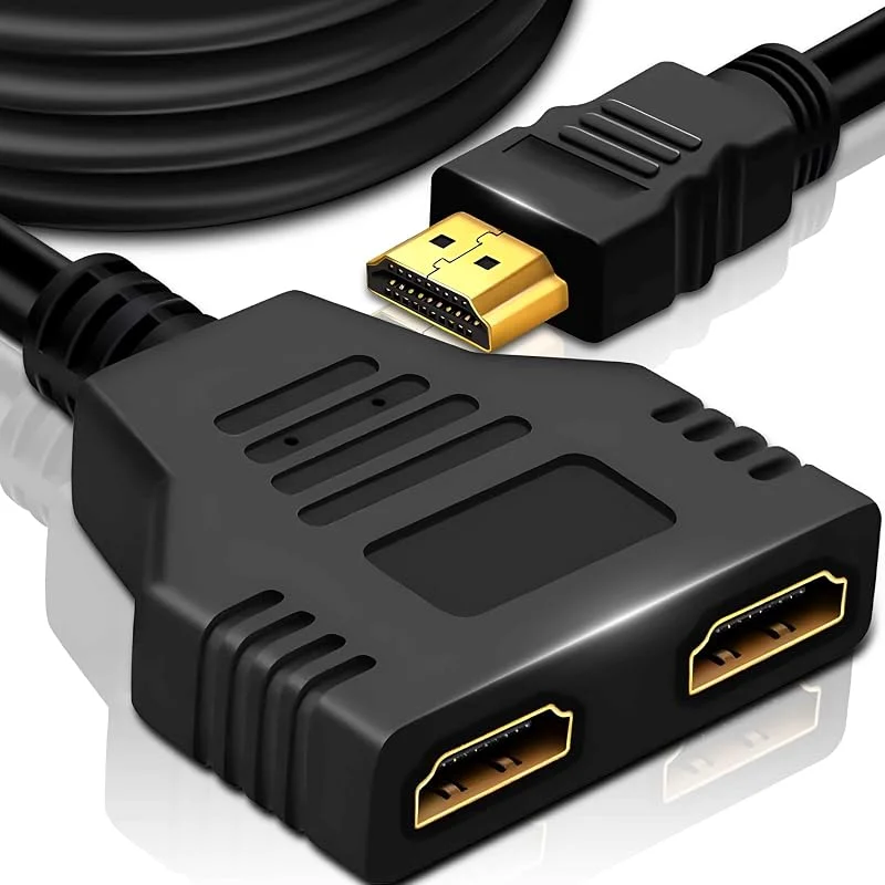 Retoo HDMI-Splitter 1 i 2 Out, 1080p 60HZ, Distributör För Dubbla Bildskärmar, Endast Duplicering, Kabeladapter, Stöder FHD Svart — TV och streaming