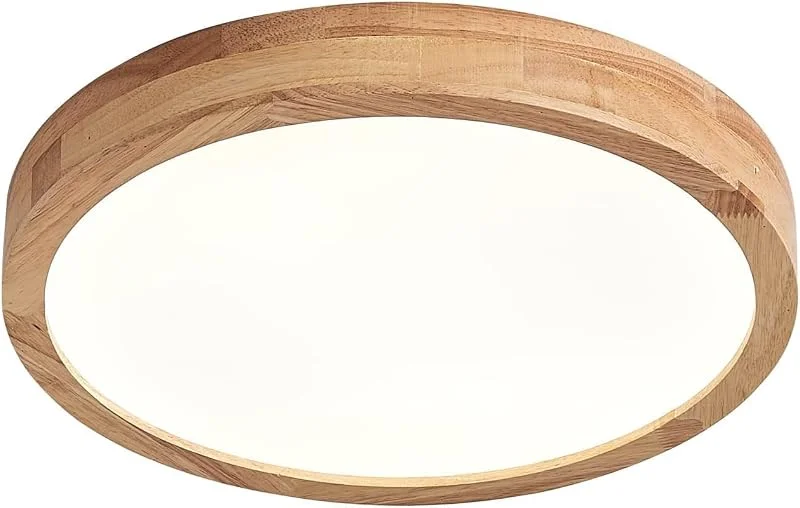 Trä LED Taklampa, 20W Neutral Vit 4500K 1600 LM, Runda Trä Taklampor ﾘ30cm för Lounge Vardagsrum Kök Matsal Hall Hemmakontor Barnrum — Smart belysning