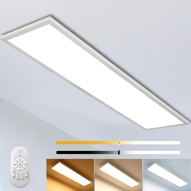 Thanger Dimbar LED taklampa panel med fjärrkontroll 120 x 30 cm, 40 W hängande supertakpanel lampa med stark belysning, verkstadslampa, garagelampa, kontorslampa 4000 K för inomhusbelysning — Hushållselektronik