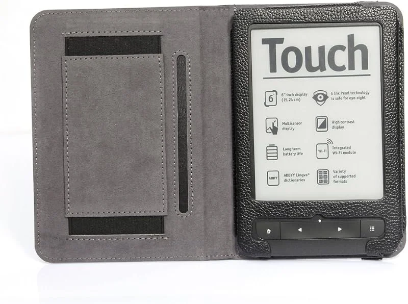 PU-läderfodral i bokoptik för Pocketbook Touch Lux 3, Pocketbook 622, 623, 626, Touch HD, Aqua 6 tums e-boksläsare — Portabel digital och ljud