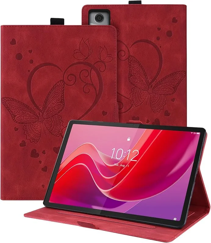 PU-fodral kompatibelt med Lenovo Tab M11 11" 2024, fjärilspräglat läder med stativfunktion, surfplatta lämplig för Tab M11 TB-330FU, 331FC, röd — Mobil och surfplatta