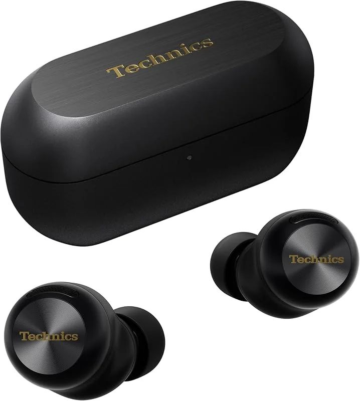 Technics EAH-AZ100E-K Trädlösa öronsnäckor med brusreducering, Bluetooth med flera punkter, Voice Focus Al, Bekväma In-Ear-hörlurar, Svart — Hörlurar och ljud