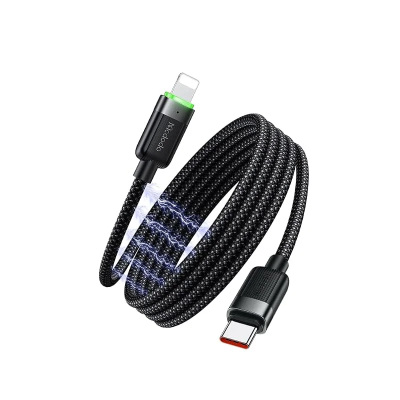 mcdodo magnetisk USB C till Lightning-kabel. iPhone-laddningskabel, USB C, 36 W, LED, nylonspiral, typ C-snabbladdningskabel, kompatibel med iPhone 14 13 Pro, Max, Mini XS, XR, X, 8, 7, SE — Mobil och surfplatta