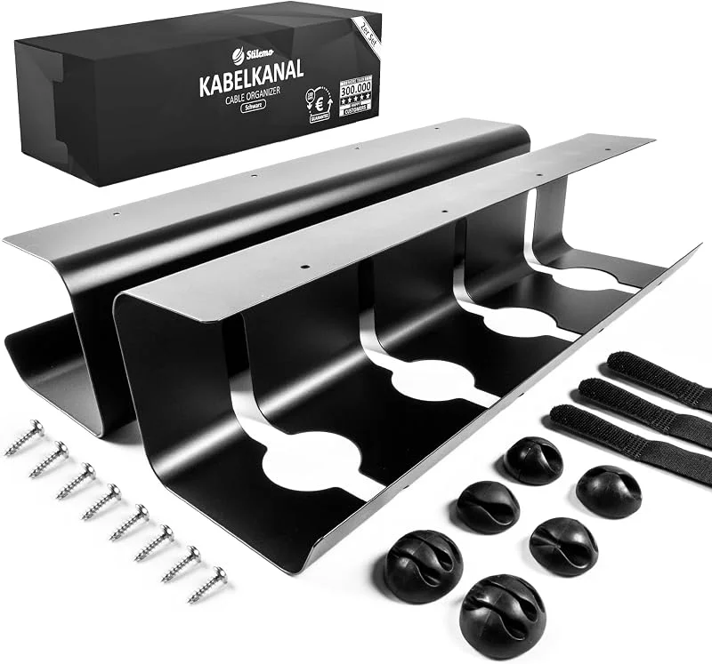 Kabelkanal skrivbord för att organisera arbetsplatsen ? kabelhanteringsskrivbord ? kabelhållare kabelbricka bord 2-pack ? 43 x 12 x 10 cm — TV och streaming