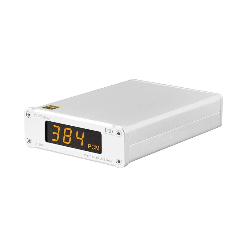 TOPPING D10s DAC MINI USB DAC XMOS XU208 ES9038Q2M DSD256 PCM 384 kHz, Hi-Res Audio, Desktop Audio Decoder (silver) — Hörlurar och ljud