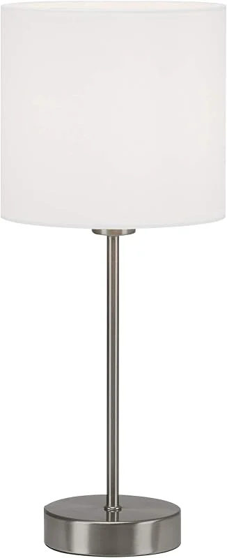 BRILONER – sänglampa med lampskärm av tyg, på, av-knapp, E14-fattning, max. 25 watt, bord, lampa, skrivbord, bord, kontor, lä säng, 38, 5 x 16 cm, vit — Hushållselektronik
