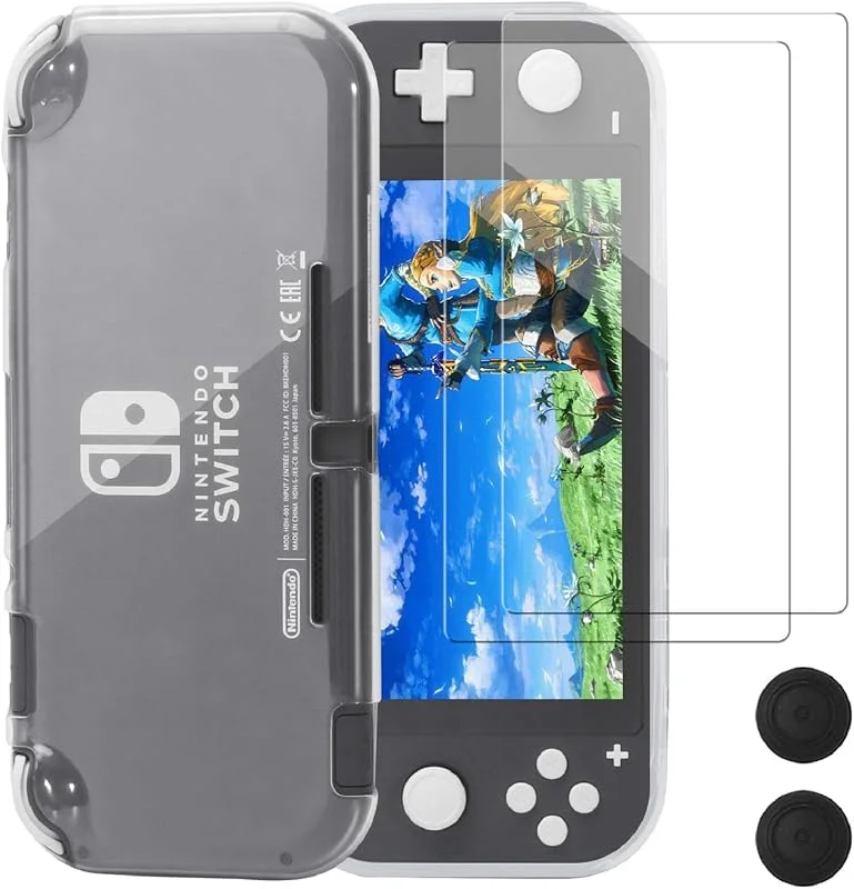 REDTRON Skyddsfodral för Nintendo Switch Lite, komfort TPU kristallskyddsfodral med härdat glas skärmskydd och tumgreppsskydd för Nintendo Switch Lite-konsol 2019 — Hudvård