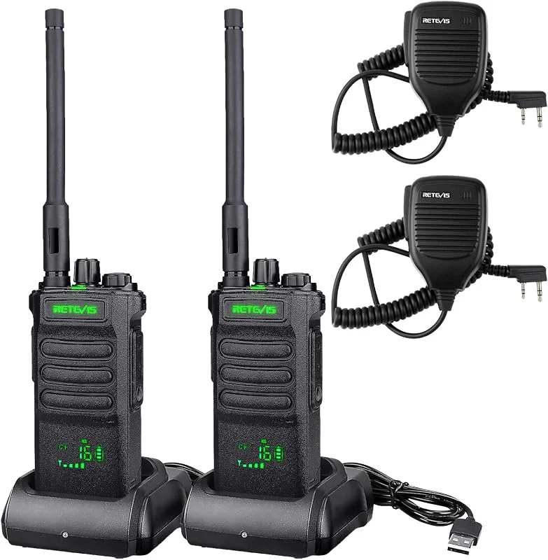 Retevis RT86 Walkie Talkie Långdistans, Handhållen Walkie-Talkie med Högtalarmikrofon, 2600mAh Uppladdningsbar Bärbar Tvåvägsradio, Robust 2-Vägs Radio Klon Nödradio för Tillverkning (Svart, 2St) — Portabel digital och ljud