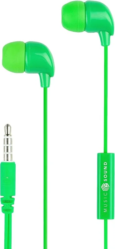 Music Sound, AURICOLARI Fullcolor In-Ear, Hörlurar med sladd och mikrofon - 3, 5 mm Jack - Grön — Hörlurar och ljud