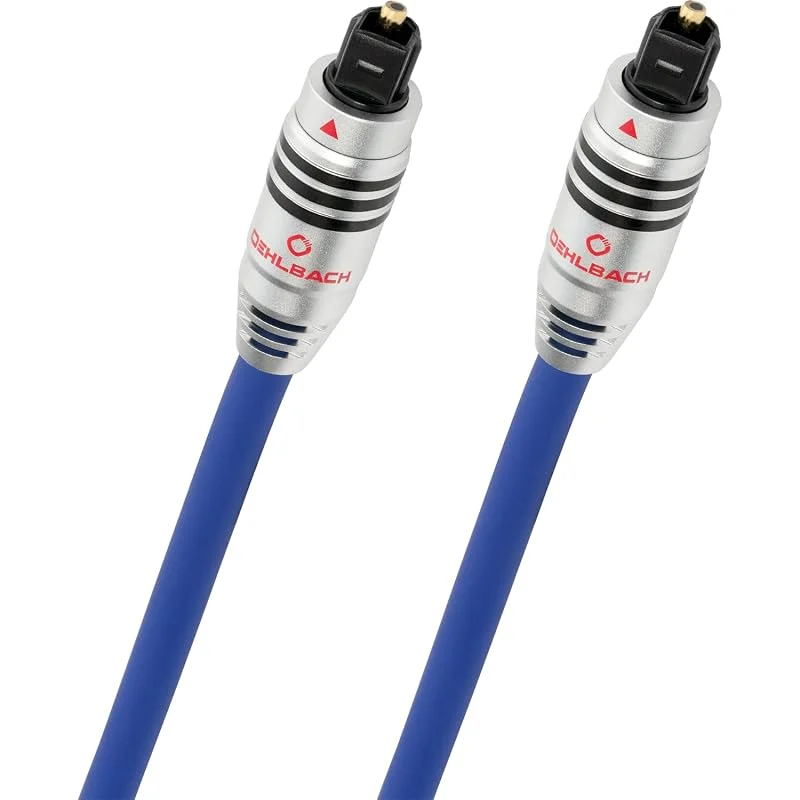 OEHLBACH Series 80 – High-End optisk digital kabel med full metall Toslinkkontakt (digital ljudkabel – hemmabio, soundbar, Blu-ray-spelare och PS4pro, Xbox One) 2, 0 m – blå — TV och streaming